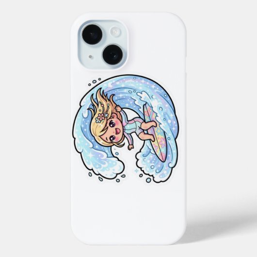 かわいいカワイイサーフィン娘 海の波 夏のビーチ S Case-Mate iPhoneケース (裏面)