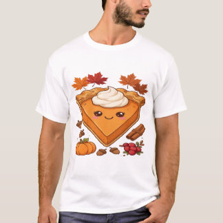 かわいいカワイイパンプキンパイのスライスとホイップクリーム Tシャツ