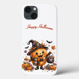 かわいいカワイイパンプキン魔女ハロウィン水彩Aut iPhone 13ケース