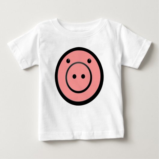 かわいいカワイイピンクの豚のベクターアート ベビーTシャツ (正面)