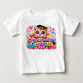 かわいいカワイイ卒業おめでとうフクロウパステルπ ベビーTシャツ