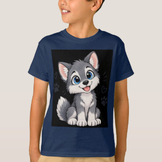 かわいいカワイイ子狼の子供Tシャツ Tシャツ