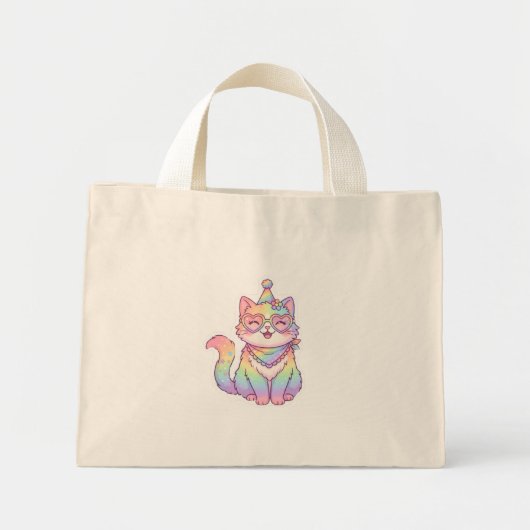 かわいいカワイイ虹のネコユニコーン トートバッグ (正面)