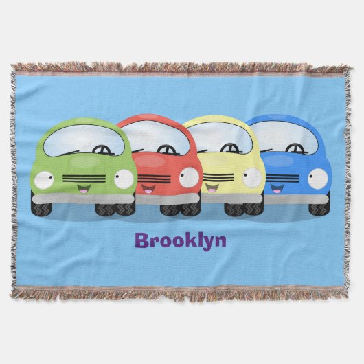 かわいいカワイイ車の漫画イラスト スローブランケット (正面)