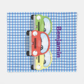 かわいいカワイイ車の漫画イラスト フリースブランケット (正面(横))