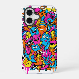 かわいいカワイイ ドリップ モンスター パターン iPhone 16 ケース
