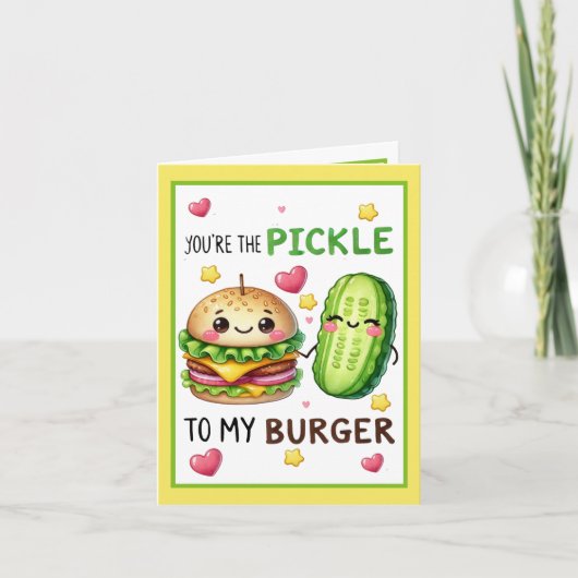 かわいいカワイイ ピクルスとバーガー サンキューカード (正面)