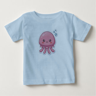 かわいいカワイイ ピンクのクラゲ ステッカー デザイン - ハッピー C ベビーTシャツ