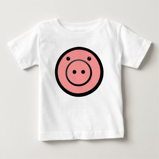 かわいいカワイイ ピンクの豚 ベクターアート ベビーTシャツ (正面)