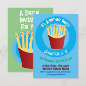 かわいいカワイイ フライドポテト ファストフード カートゥーン 招待状 (正面/裏面)