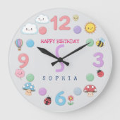 かわいいカワイイ 誕生日 名前 ラージ壁時計 (正面)