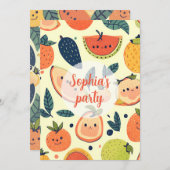 かわいいカワイイ 3歳の誕生日カード 招待状 (正面/裏面)