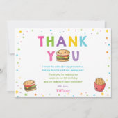 かわいいカワイトファストフードバーガーパーティーガール誕生日 サンキューカード (正面)