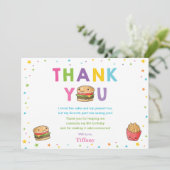 かわいいカワイトファストフードバーガーパーティーガール誕生日 サンキューカード (スタンド正面)