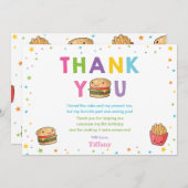 かわいいカワイトファストフードバーガーパーティーガール誕生日 サンキューカード (正面/裏面)