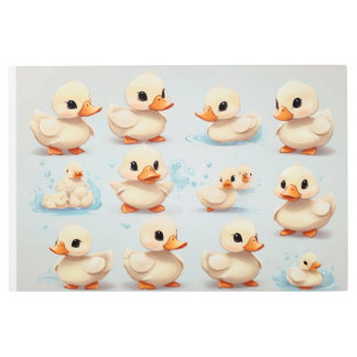 かわいいカワイーダックの多くのベクトル メタルプリント