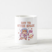 かわいいカワウソがカワウソ宇宙へ カワイイ駄洒落 コーヒーマグカップ (中央)