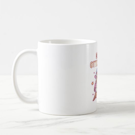 かわいいカワウソがカワウソ宇宙へ カワイイ駄洒落 コーヒーマグカップ (左)