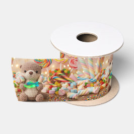 かわいいカワウソとグミフィッシュの誕生日 サテンリボン