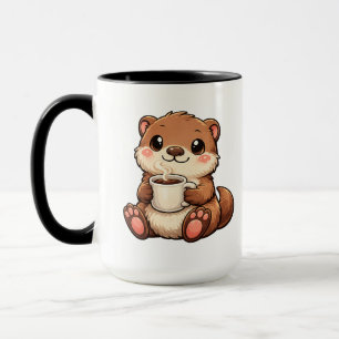 かわいいカワウソとコーヒー – あったか可愛い動物 マグカップ