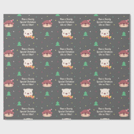 かわいいカワウソとホッキョクグマのクリスマスパターン ラッピングペーパー