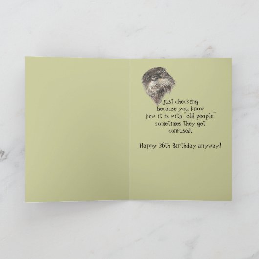 かわいいカワウソと36誕生日ユーモア|過去記事 カード (内部)