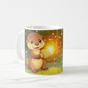 かわいいカワウソのカラフルなキャラクタースタイル コーヒーマグカップ