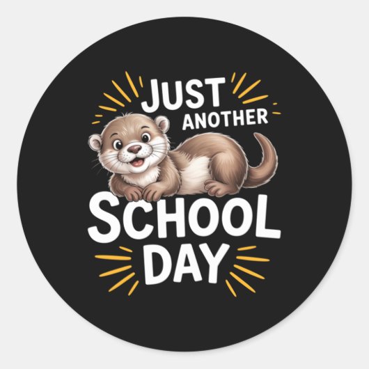 かわいいカワウソのカートゥーン デザイン 学校の日 ラウンドシール (正面)