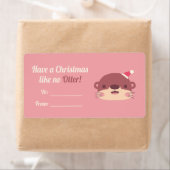 かわいいカワウソのクリスマスデコレーション ラベル (インサイチュ)