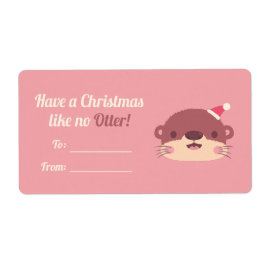 かわいいカワウソのクリスマスデコレーション ラベル