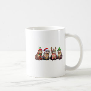 かわいいカワウソのクリスマスパジャマ 楽しいクリスマスイルミネーション アニメ コーヒーマグカップ
