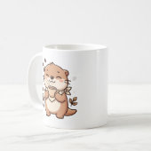 かわいいカワウソのコーヒーマグのイラスト コーヒーマグカップ (正面左)