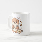 かわいいカワウソのスプーンのコーヒーマグ コーヒーマグカップ (正面左)