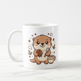 かわいいカワウソのスプーンのコーヒーマグ コーヒーマグカップ