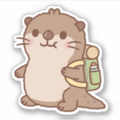 かわいいカワウソのハイキング シール (正面)