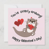 かわいいカワウソのバレンタインデー教室写真 シーズンカード (正面)