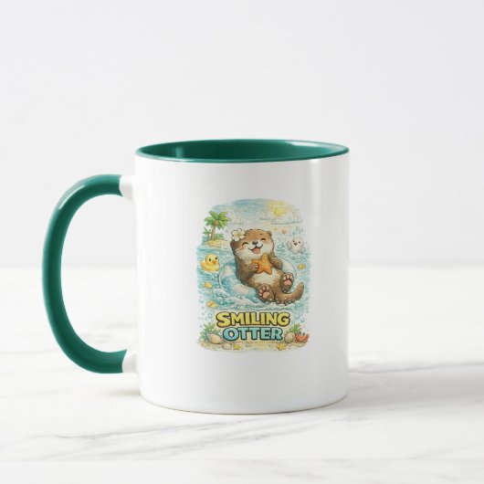 かわいいカワウソのビーチマグカップ マグカップ (左)