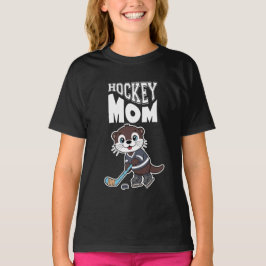 かわいいカワウソのホッケーママ - 楽しいスポーツの動物グラフィック Tシャツ