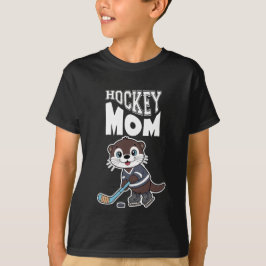 かわいいカワウソのホッケーママ - 楽しいスポーツの動物グラフィック Tシャツ