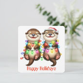 かわいいカワウソのホリデーグリーティングカード シーズンカード (スタンド正面)