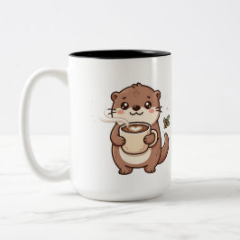 かわいいカワウソのラテマグカップ ツートーンマグカップ