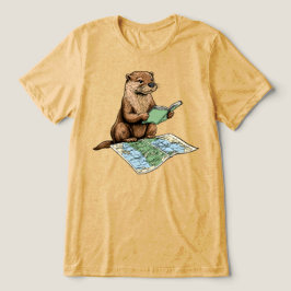 かわいいカワウソの地図読み トライブレンドTシャツ