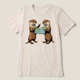 かわいいカワウソの地図 トライブレンドTシャツ
