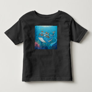 かわいいカワウソの家族のクジラバスの水中冒険 トドラーTシャツ
