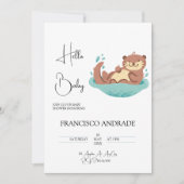 かわいいカワウソの森の動物 水彩画 招待状 (正面)