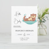 かわいいカワウソの森の動物 水彩画 招待状 (スタンド正面)