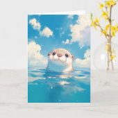 かわいいカワウソの水の世界 カード (黄色い花)