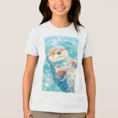 かわいいカワウソの水の世界 トライブレンドＴシャツ (正面)