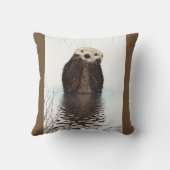 かわいいカワウソの野生動物の画像 クッション (裏面)