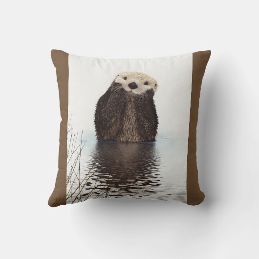 かわいいカワウソの野生動物の画像 クッション (裏面)